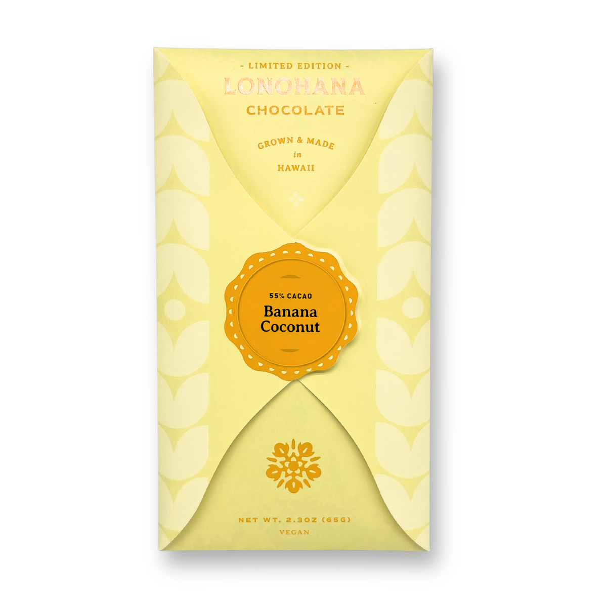 Lonohana Banana Coconut limited-edition chocolate bar wrapper.